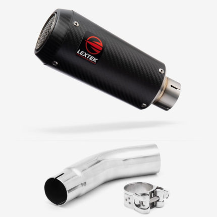 Lextek Carbon Fibre CP9C 180mm Exhaust with Link Pipe for Suzuki GSX-S750 (17-21)