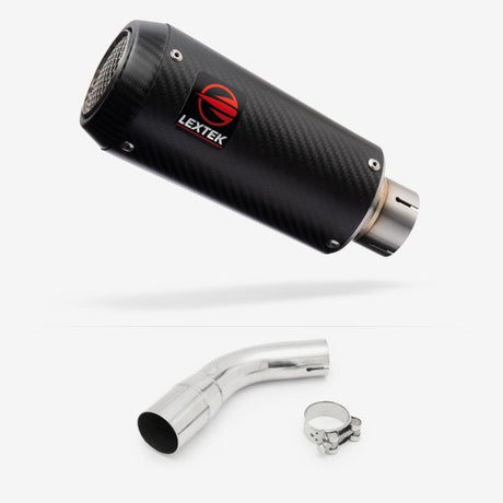 Lextek CP9C Full Carbon Exhaust 180mm with Link Pipe for Suzuki SV650 (16-20)