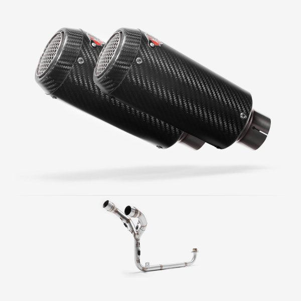 Lextek CP9C Full Carbon Exhaust System 180mm Twin Underseat for Honda MSX Grom 125 (13-16)