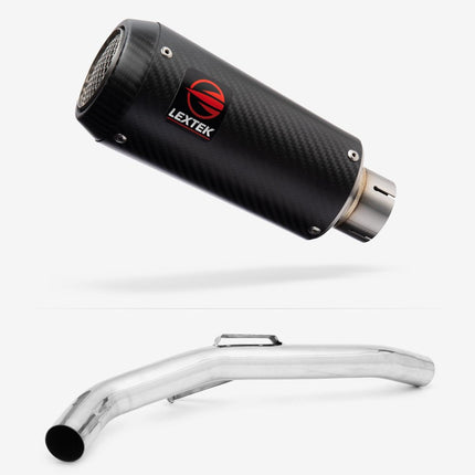 Lextek Carbon Fibre CP9C 180mm Exhaust with Link Pipe for Triumph Explorer 1200 (12-21)
