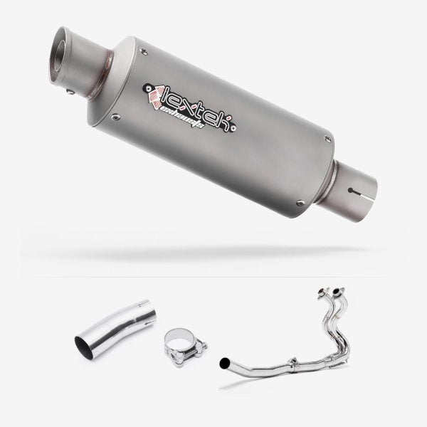 Lextek GP1 Matt S/Steel GP Stubby Exhaust System 240mm for Kawasaki Ninja 400 & Z400 (18-20)