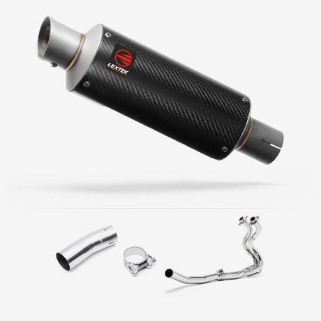 Lextek GP8C Carbon Fibre GP Stubby Exhaust System 240mm for Kawasaki Ninja 400 & Z400 (18-20)