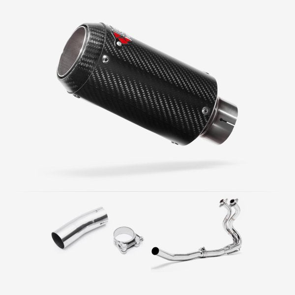 Lextek CP8C Full Carbon Exhaust System 150mm for Kawasaki Ninja 400 & Z400 (18-20)