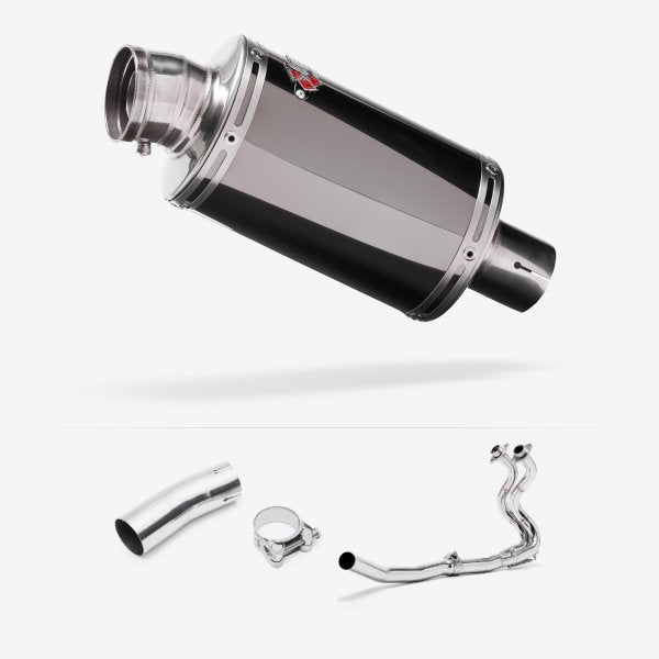 Lextek OP15 Dark Tint Stainless Exhaust System 200mm for Kawasaki Ninja 400 & Z400 (18-20)