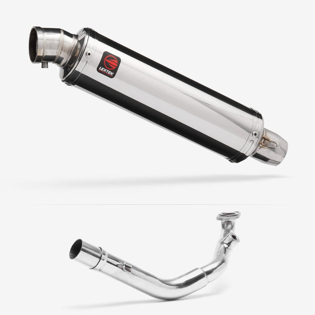 Lextek Polished Stainless Steel RR4 400mm Exhaust System for Lexmoto FMX 125 EFI