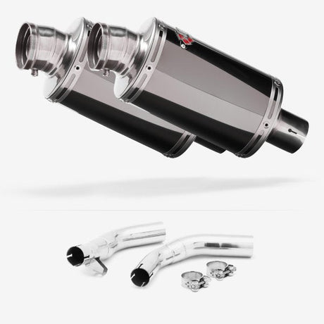 Lextek OP15 Dark Tint Stainless Exhaust 200mm with Link Pipes for Honda CBF1000 (06-10)