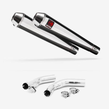 Lextek AC1 Polished Classic Exhaust 350mm with Link Pipes for Honda CBF1000 (06-10)