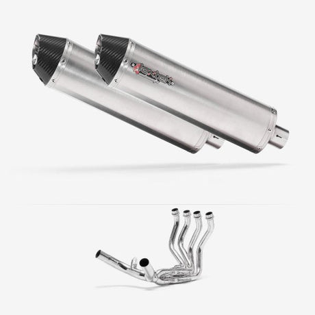 Lextek RP1 Gloss S/Steel Oval Exhaust System 400mm for Honda CBR1100XX Blackbird (97-08)