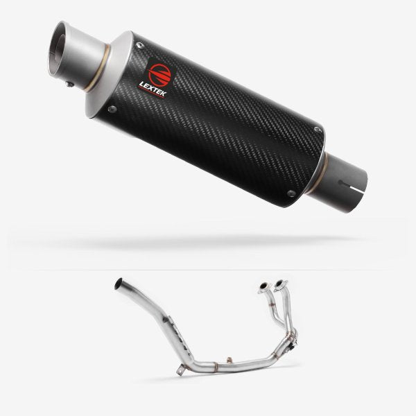 Lextek GP8C Carbon Fibre GP Stubby Exhaust System 240mm for Honda CRF1000 Africa Twin (16-19)