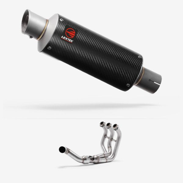 Lextek GP8C Carbon Fibre GP Stubby Exhaust System 240mm Low Level for Yamaha MT-09 Tracer (14-20)