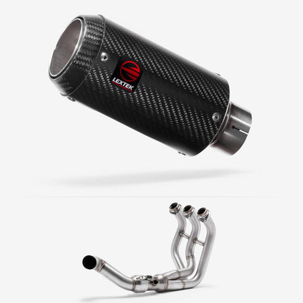 Lextek Carbon Fibre CP8C 150mm Low Level Exhaust System for Yamaha MT-09 Tracer (13-20)