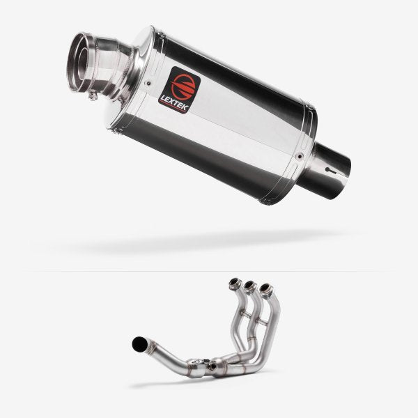 Lextek OP4 Polished S/Steel Exhaust System 200mm Low Level for Yamaha MT-09 Tracer (14-20)