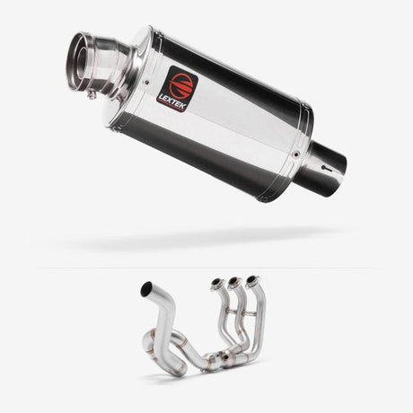 Lextek OP4 Polished S/Steel Exhaust System 200mm High Level for Yamaha MT-09 Tracer (14-20)