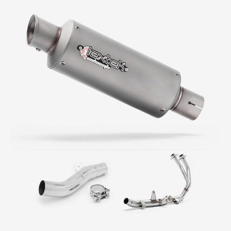 Lextek GP1 Matt S/Steel GP Stubby Exhaust System 240mm for Honda CBR500R & CB500F/X (13-15)