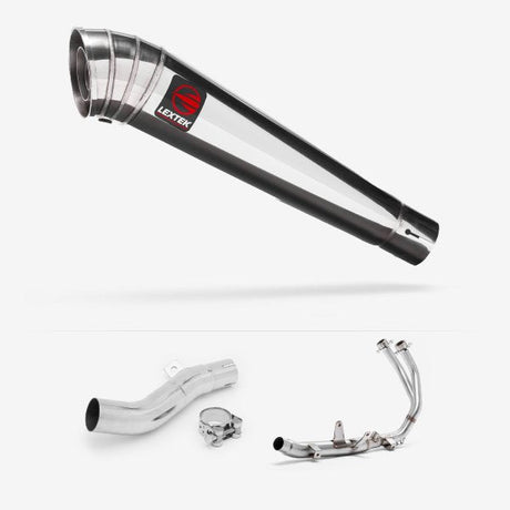 Lextek MP4 S/Steel Megaphone Exhaust System 300mm for Honda CBR500R & CB500F/X (13-15)