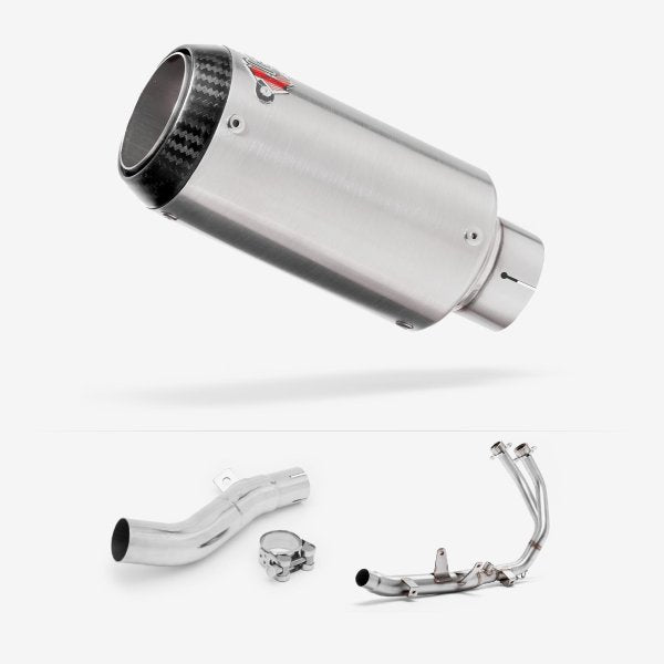 Lextek CP1 Matt S/Steel Carbon Tip Exhaust System 150mm for Honda CBR500R & CB500F/X (13-15)