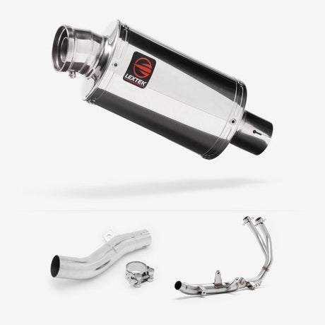 Lextek OP4 Polished S/Steel Exhaust System 200mm for Honda CBR500R & CB500F/X (13-15)