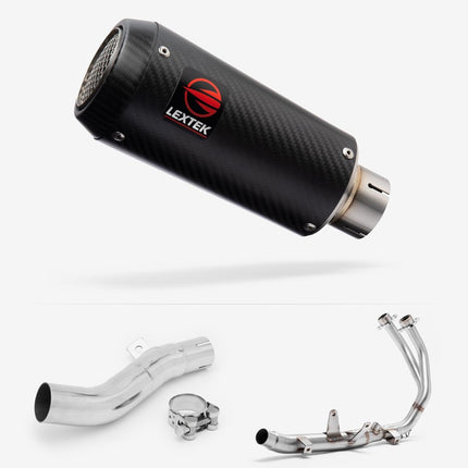 Lextek Carbon Fibre CP9C 180mm Exhaust System for Honda CB500F, CBR500R (13-15) & CB500X (13-16)