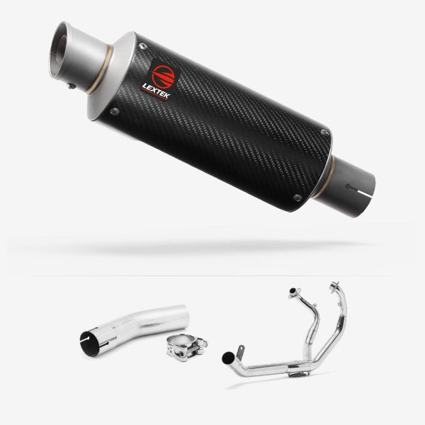 Lextek GP8C Carbon Fibre GP Stubby Exhaust System 240mm for Lexmoto LXR 380