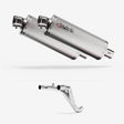 Lextek OP1 Matt S/Steel Oval Exhaust 350mm Twin Underseat with Link Pipe