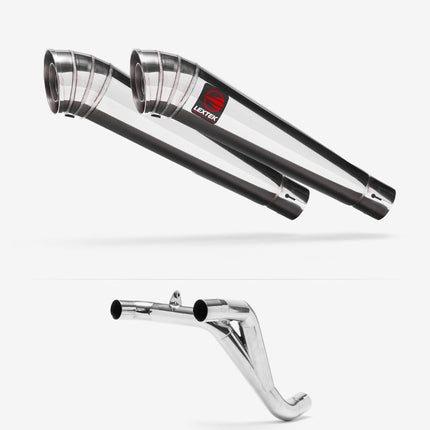 Lextek Polished Stainless Steel MP4 300mm Twin Underseat with Link Pipe