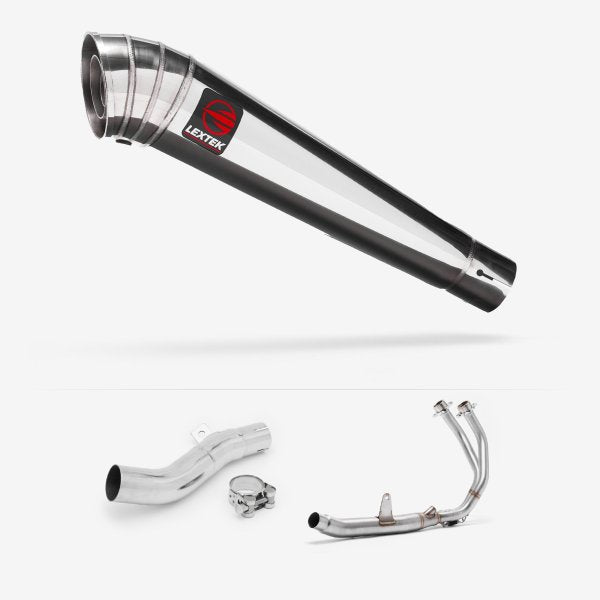 Lextek MP4 S/Steel Megaphone Exhaust System 300mm for Honda CB500X (16-18)