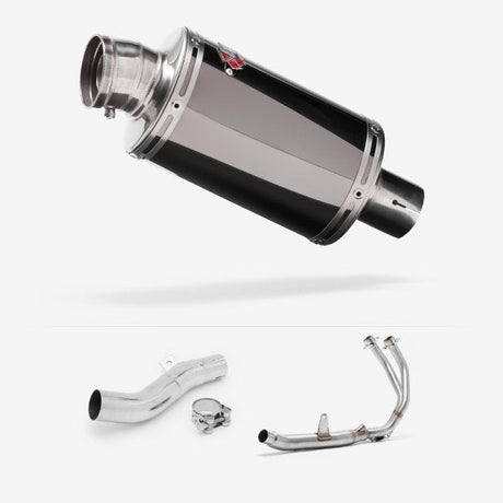 Lextek OP15 Dark Tint Stainless Exhaust System 200mm for Honda CB500X (16-18)