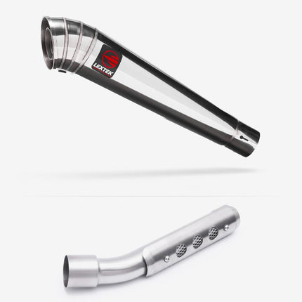 Lextek Polished Stainless Steel MP4 300mm Exhaust with Link Pipe for Yamaha Tenere 700 (19-23)