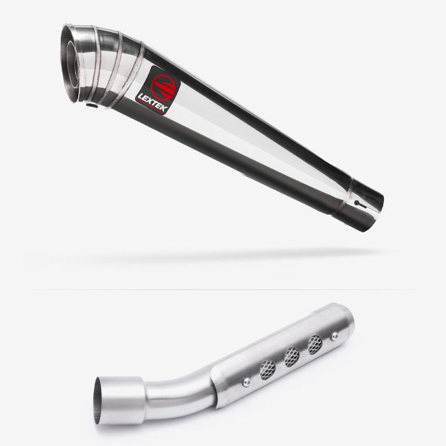 Lextek Polished Stainless Steel MP4 300mm Exhaust with Link Pipe for Yamaha Tenere 700 (19-23)