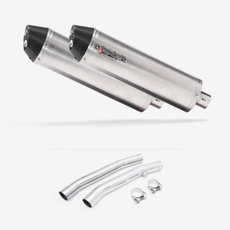 Lextek RP1 Gloss S/Steel Oval Exhaust 400mm with Link Pipes for Suzuki GSX 1300 R Hayabusa (99-07)