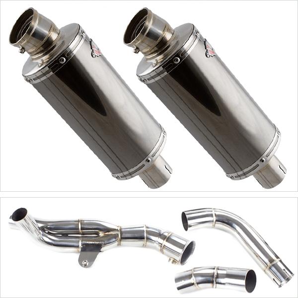 Lextek OP16 Dark Tint Stainless Exhaust 250mm with Link Pipe for Yamaha YZF R1 (09-14)