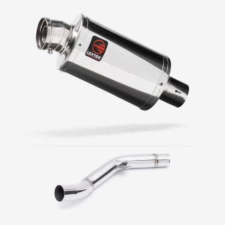 Lextek OP4 Polished S/Steel Exhaust 200mm with Link Pipe for Kawasaki Z800 (13-16)