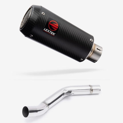 Lextek Carbon Fibre CP9C 180mm Exhaust with Link Pipe for Kawasaki Z800 (13-16)