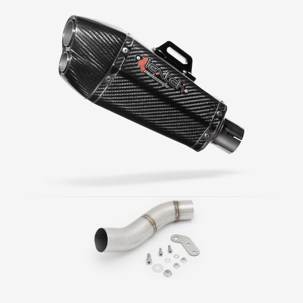 Lextek XP13C Carbon Fibre Exhaust 210mm with Link Pipe for Ducati Monster 797 (17-18)