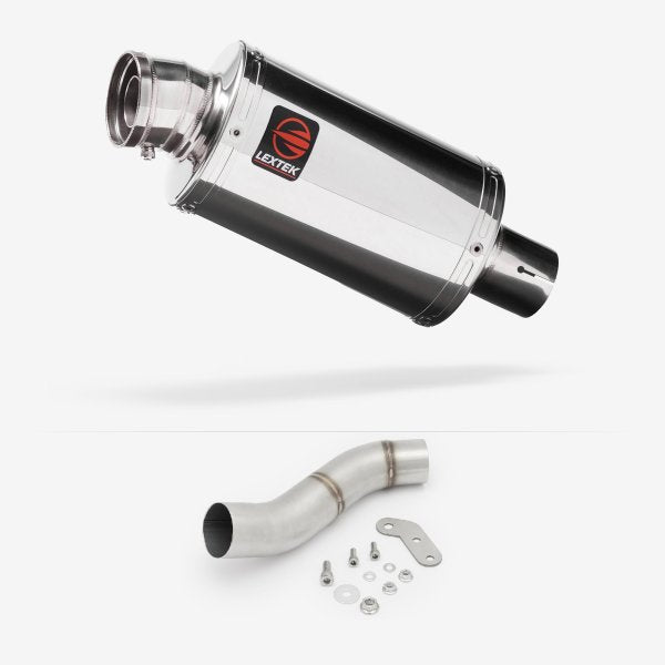 Lextek OP4 Polished S/Steel Exhaust 200mm with Link Pipe for Ducati Monster 797 (17-18)