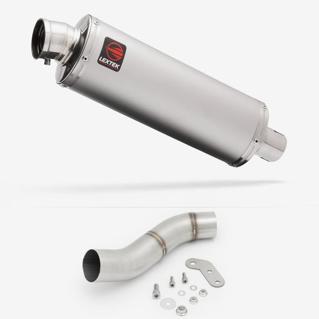 Lextek Matt Stainless Steel OP1 350mm Exhaust with Link Pipe for Ducati Monster 797 (17-18)