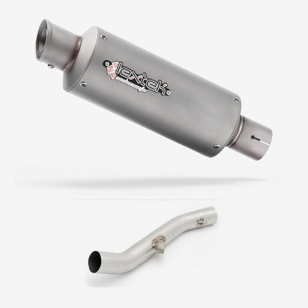 Lextek GP1 Matt S/Steel GP Stubby Exhaust 240mm High Level with Link Pipe for Yamaha YZF R6 (17-22)