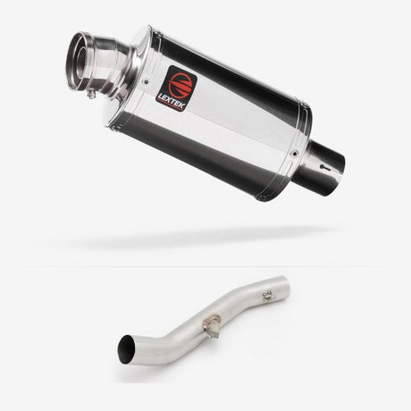 Lextek OP4 Polished S/Steel Exhaust 200mm High Level with Link Pipe for Yamaha YZF R6 (17-22)