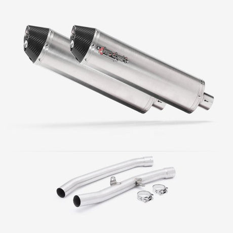 Lextek RP1 Gloss S/Steel Oval Exhaust 400mm with Link Pipes for Kawasaki ZZR1400 (08-11)