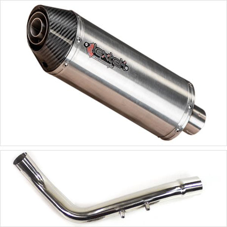 Lextek RP2 Gloss S/Steel Oval Exhaust 300mm with Link Pipe for Honda CB600 Hornet (98-02)
