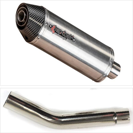 Lextek RP2 Gloss S/Steel Oval Exhaust 300mm with Link Pipe for Honda CB600F Hornet (07-12)