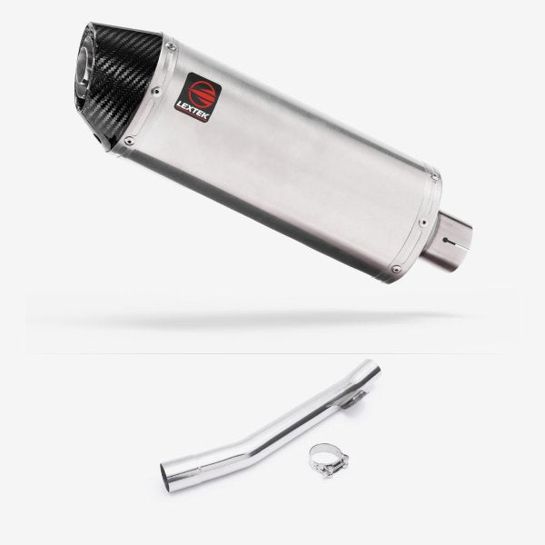 Lextek RP2 Gloss S/Steel Oval Exhaust 300mm with Link Pipe for Suzuki GSF 600 Bandit (95-06)