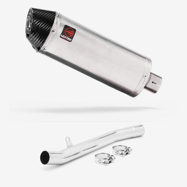 Lextek RP2 Gloss S/Steel Oval Exhaust 300mm with Link Pipe for Suzuki GSF1200 Bandit (96-06)