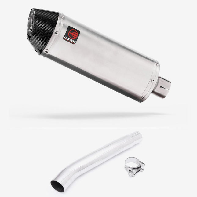 Lextek Brushed Stainless Steel RP2 300mm Exhaust with Link Pipe for Suzuki GSXR 1000 (01-06)