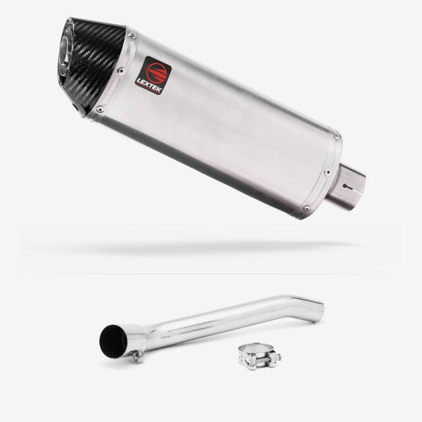 Lextek RP2 Gloss S/Steel Oval Exhaust 300mm with De-Cat Link Pipe for Suzuki GSXR 1000 (07-08)