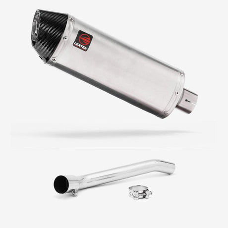 Lextek RP2 Gloss S/Steel Oval Exhaust 300mm with De-Cat Link Pipe for Suzuki GSXR 1000 (07-08)