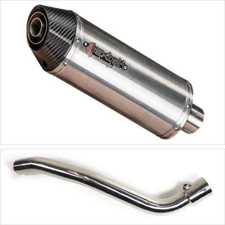 Lextek RP2 Gloss S/Steel Oval Exhaust 300mm with De-Cat Link Pipe for Suzuki GSXR 1000 (09-11)