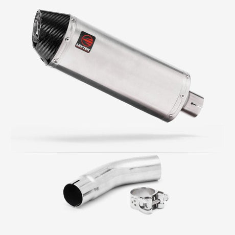 Lextek RP2 Gloss S/Steel Oval Exhaust 300mm with Link Pipe for Suzuki GSR750 (11-16)