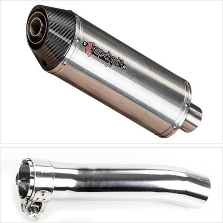 Lextek RP2 Gloss S/Steel Oval Exhaust 300mm with Link Pipe for Honda CBR500R (13-19)