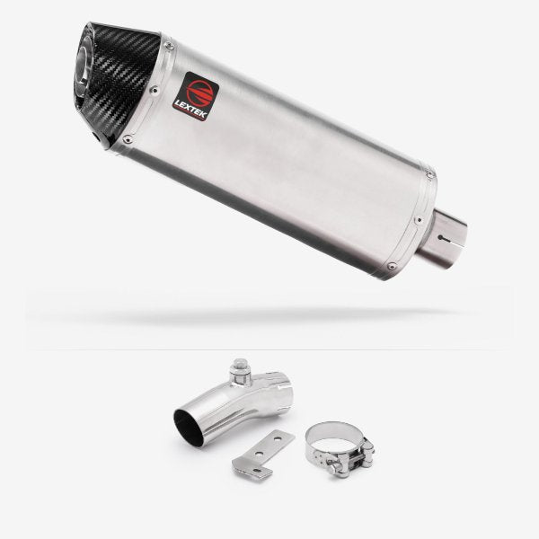 Lextek RP2 Gloss S/Steel Oval Exhaust 300mm with Link Pipe for Kawasaki ER-6N ER-6F (06-11)